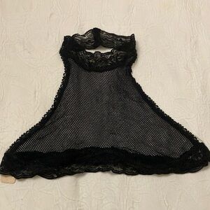 Black Lace Mesh Halter Top